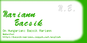 mariann bacsik business card
